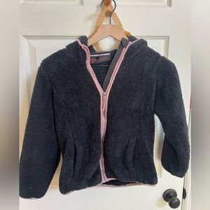 Kid’s Free Country Black Fleece Jacket with Pink Accents